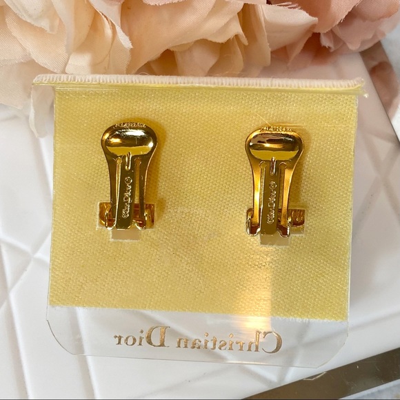 Christian Dior Rare Vintage Gold Plated & Swarovski Crystal Clip-On Earrings - Picture 9 of 9